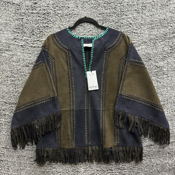 Monoki Jackets & Blazers - Monoki "Joplin Navy"‎ Top Goat Suede leather one size fits all NWT